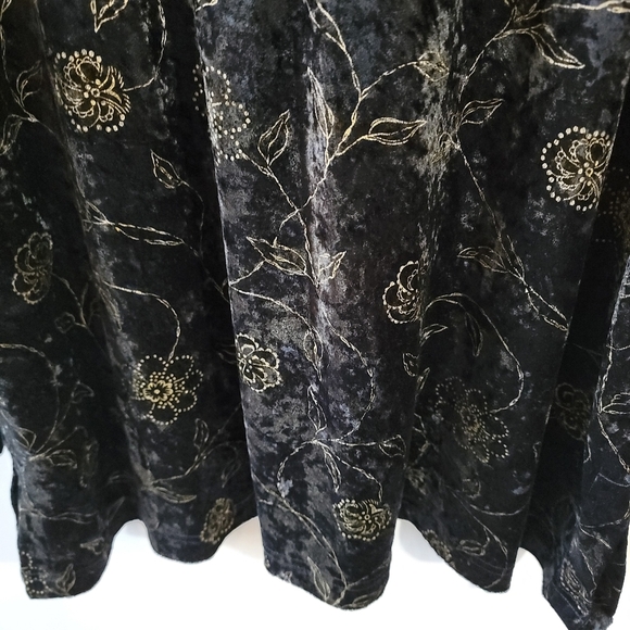 CERVELLE Women's Black Gold Floral Velvet Long Sleeve Blouse 3X Whimsigoth Goth - Picture 9 of 12
